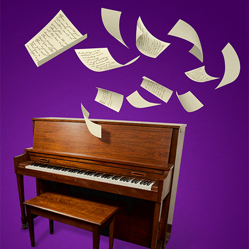 Beautiful piano and sheet music key art